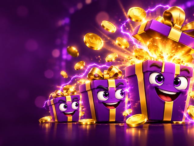 Drie paarse cadeaudozen met gouden linten